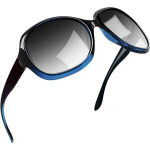 Women's Blue/Black Gradient Trendy Polarized Driving Sun Glasses UV Protective
